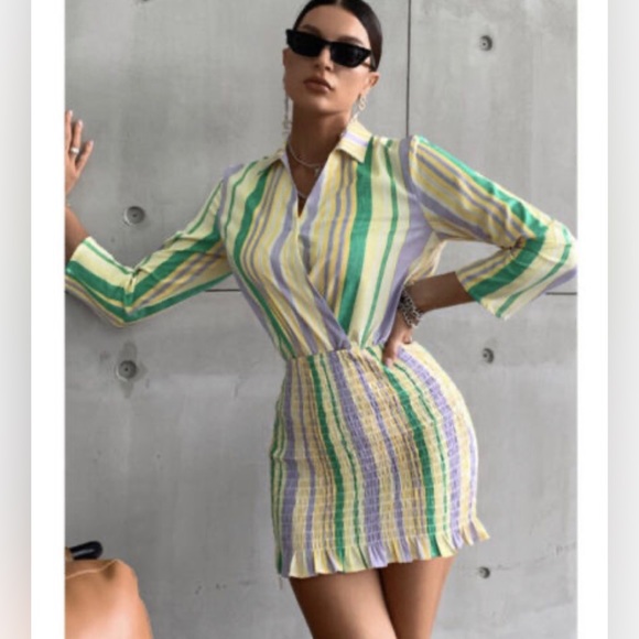 Zara new Cotton Multicolor Stripe Valery Long Sleeve Mini Dress size small - Picture 3 of 13